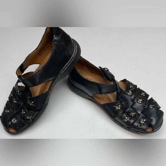 Cobb Hill by New Balance BLK Leather Fisherman Sandals, 7W Fall Sale - Picture 4 of 10